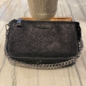 Michael Kors Black sparkly Wristlet with small chain